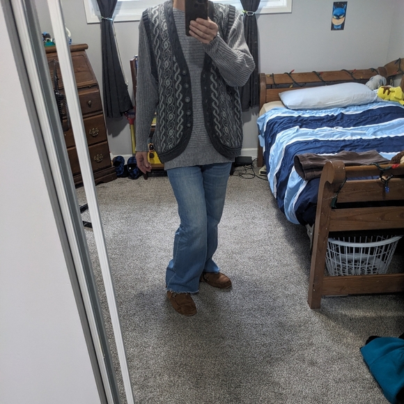 Woolrich Sweater Vest Women's Charcoal Heather Cotton Cable Knit Size L. - Picture 14 of 15